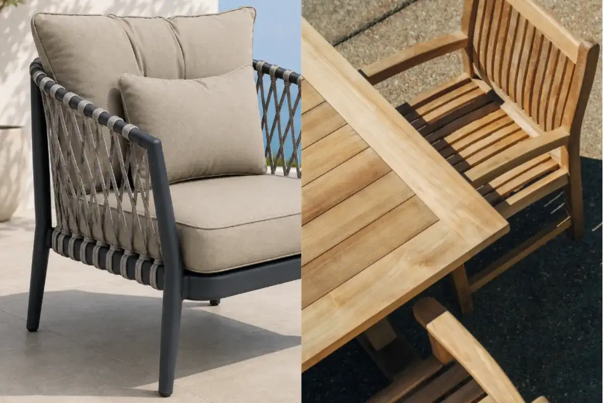 So sánh vật liệu nội thất ngoài trời: nhôm và gỗ teak