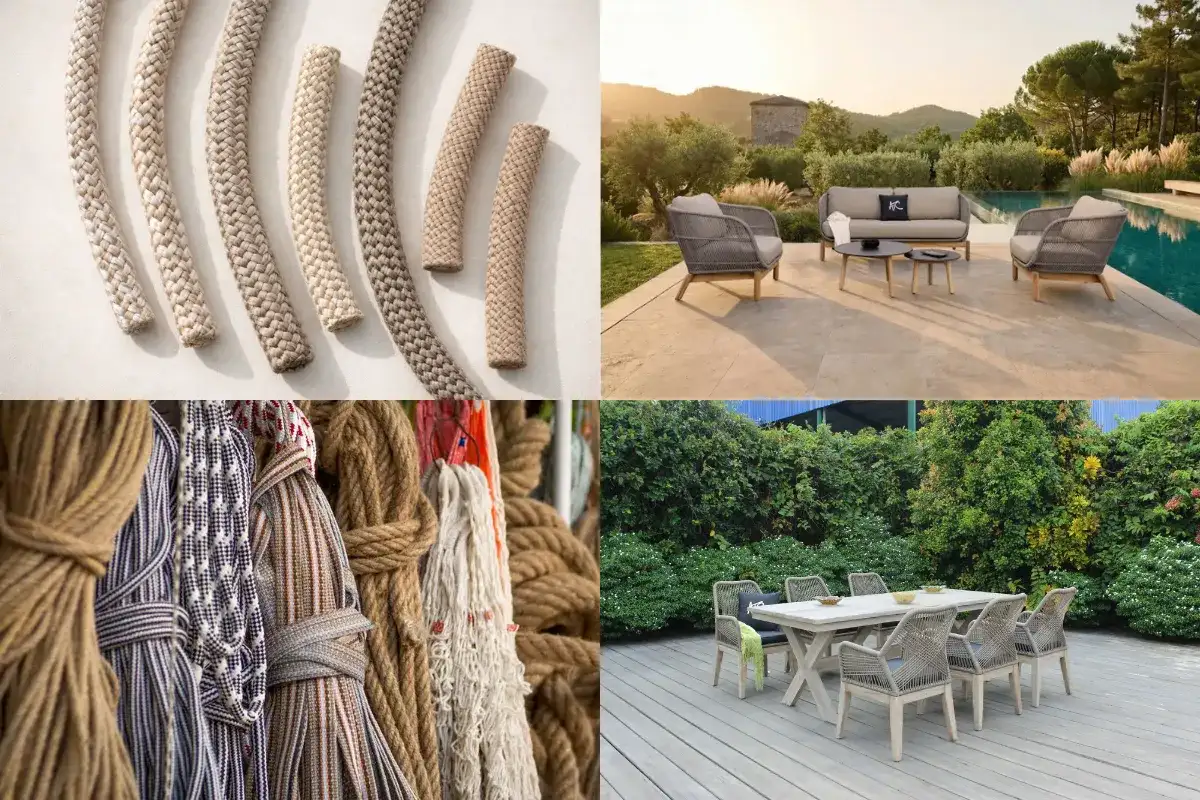Mẫu dây rope và bàn ghế đan ngoài trời cho khu vực hồ bơi và sân vườn