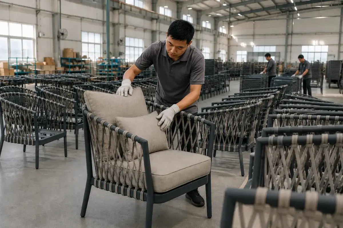 Kiểm soát chất lượng nội thất ngoài trời sử dụng vật liệu wicker chịu mọi thời tiết