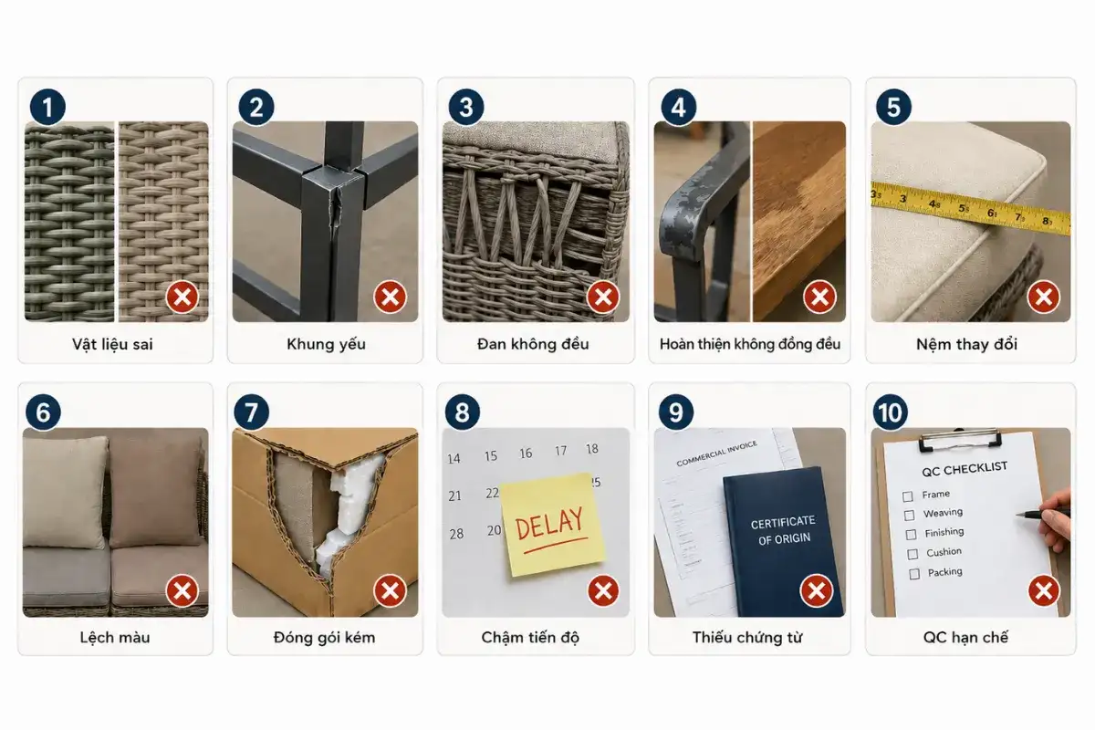 Các lỗi thường gặp khi đánh giá nhà cung cấp nội thất ngoài trời.