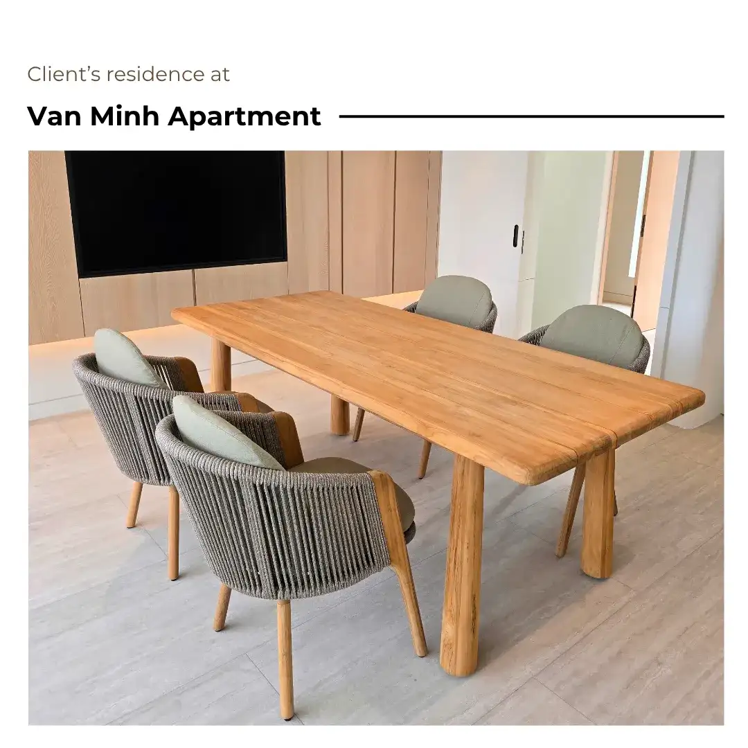 Teak Dining Set Delivery to a Customer's Home at Van Minh Residence