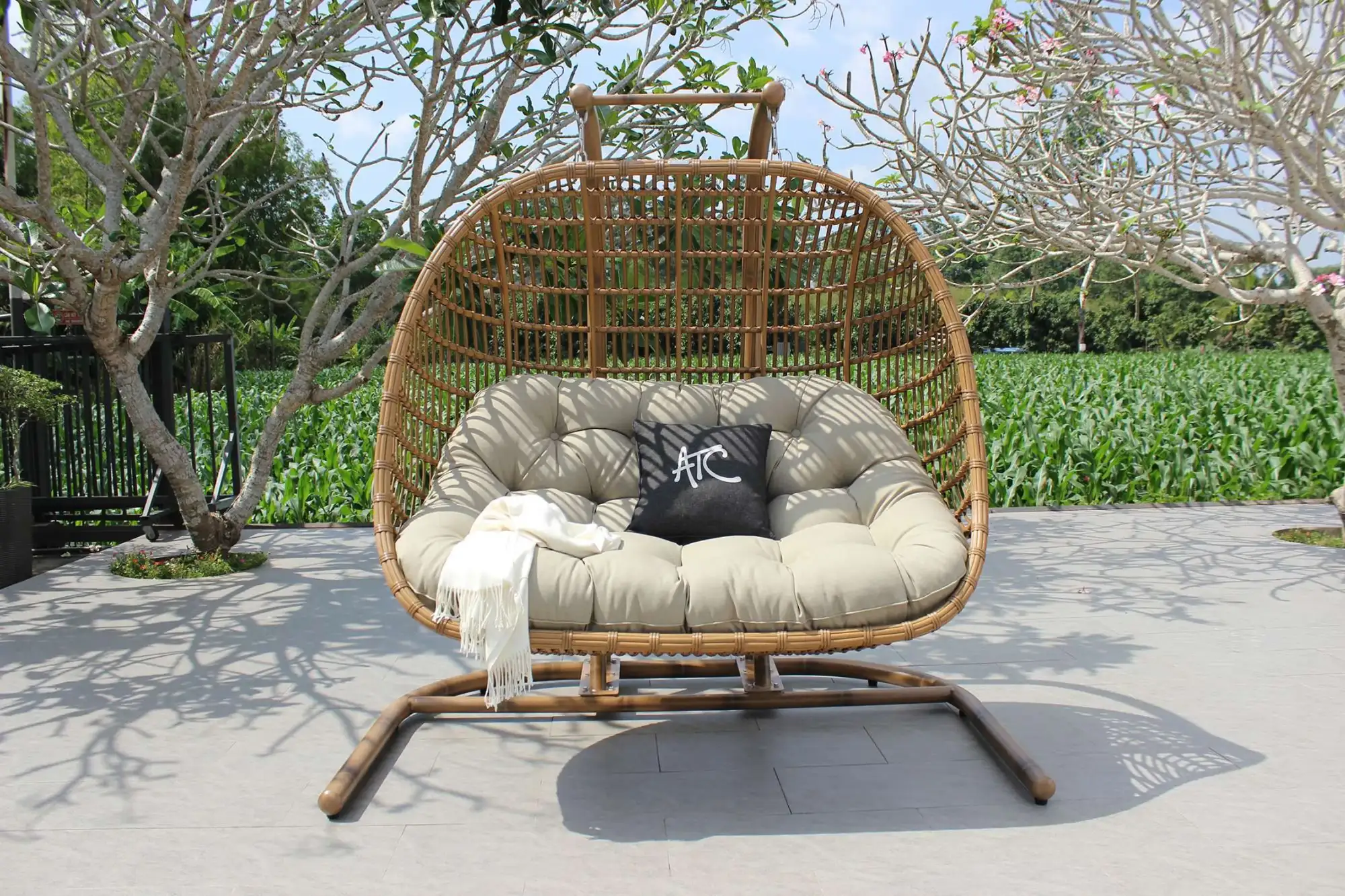HAVANA double egg chair from ATC Furniture for outdoor spaces.