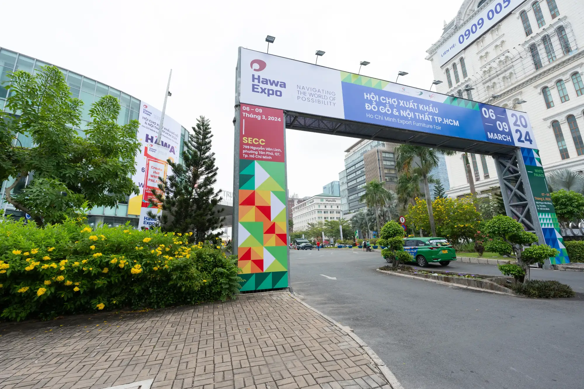 Entrance gate of HAWA Expo at SECC in Ho Chi Minh City.