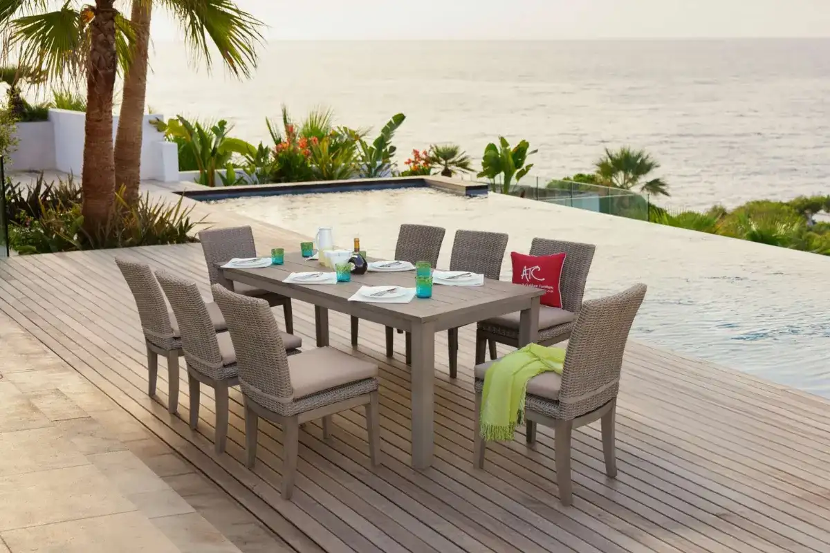Weatherproof restaurant dining chairs for poolside dining areas