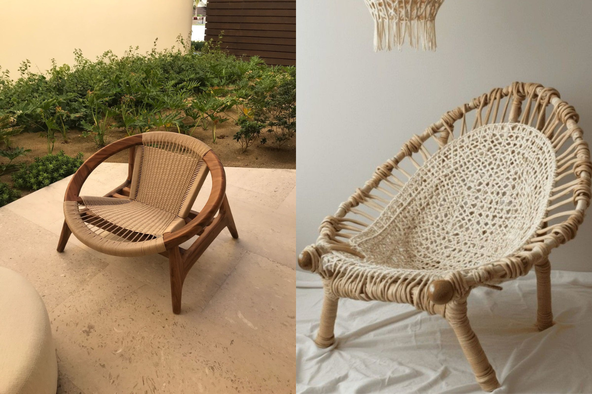 Hình ảnh chiếc ghế lười dây đan thủ công đầy tinh tế