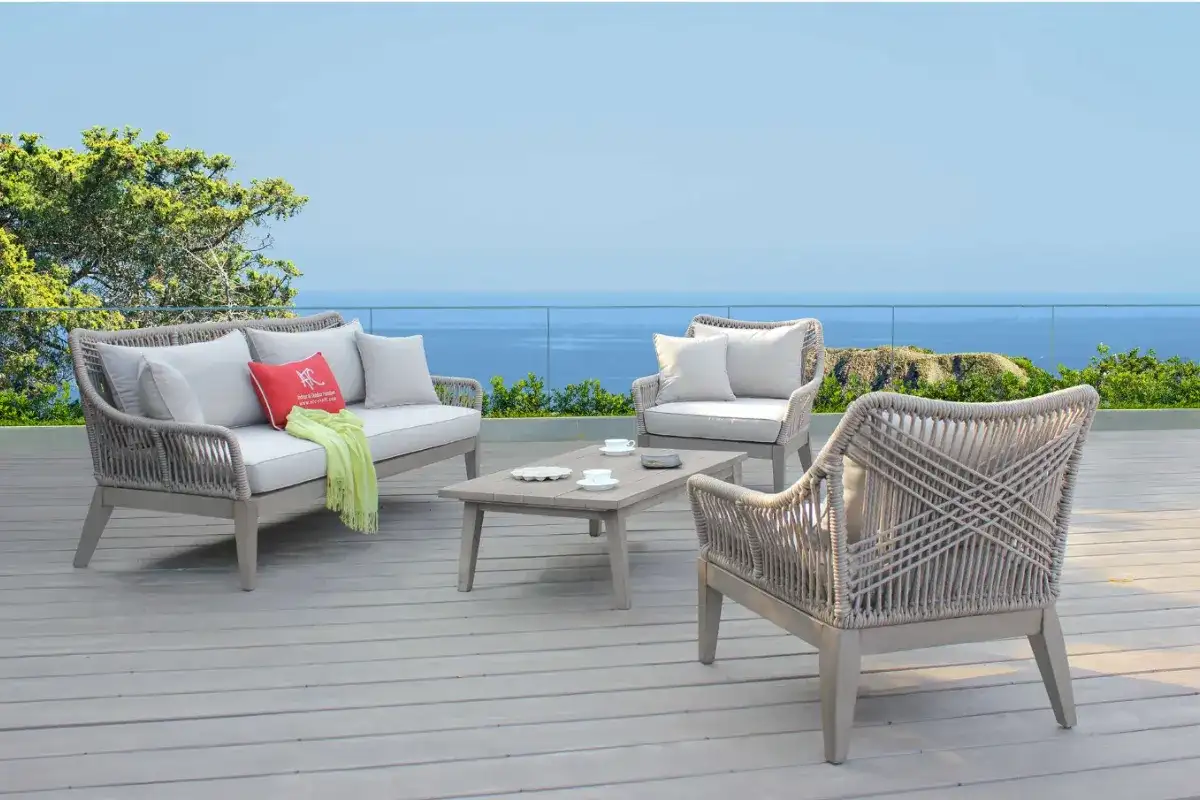 Hình ảnh sofa ngoài trời kết hợp đan lát thủ công truyền thống