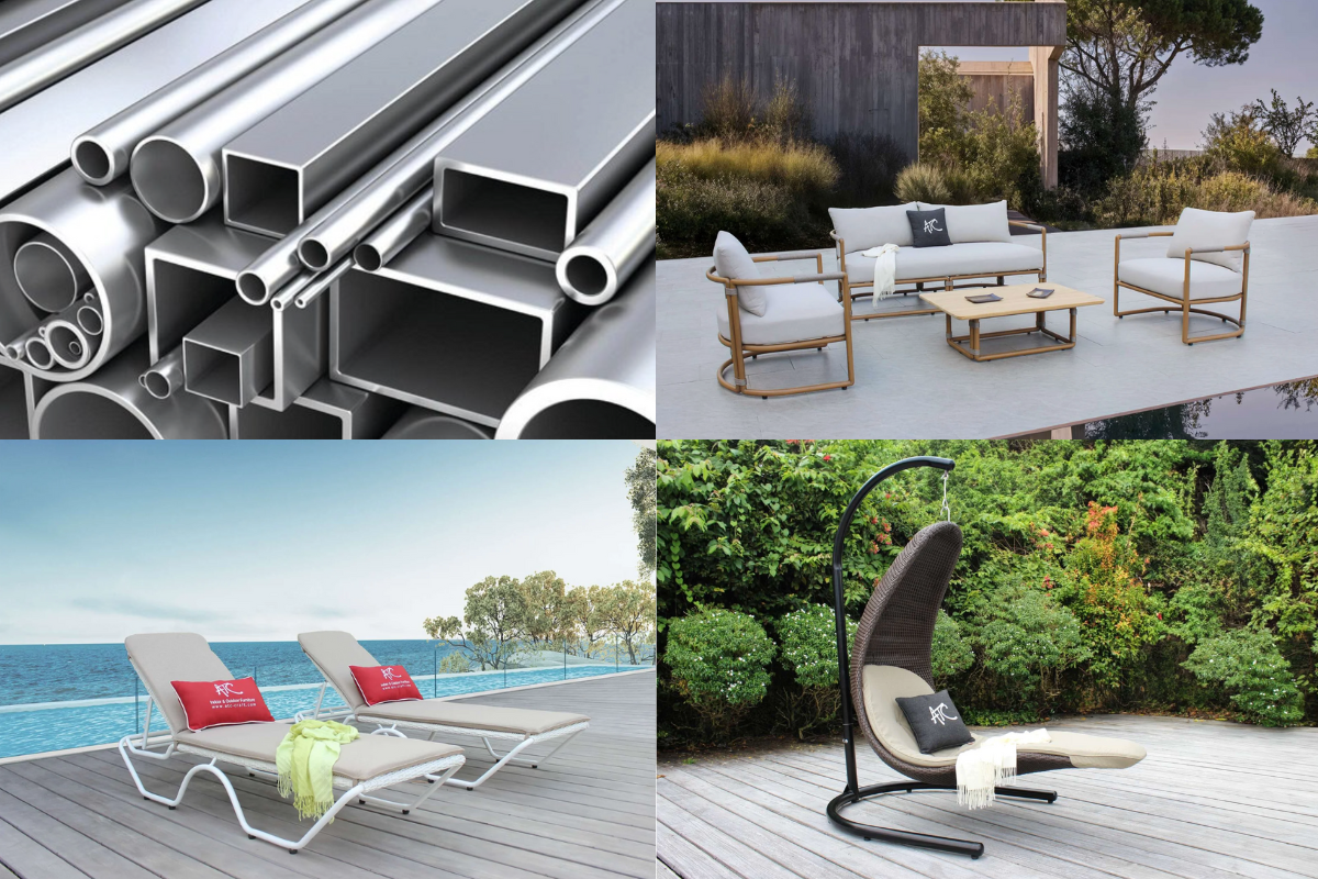 Premium aluminum outdoor furniture with powder-coated frames and sleek modern design