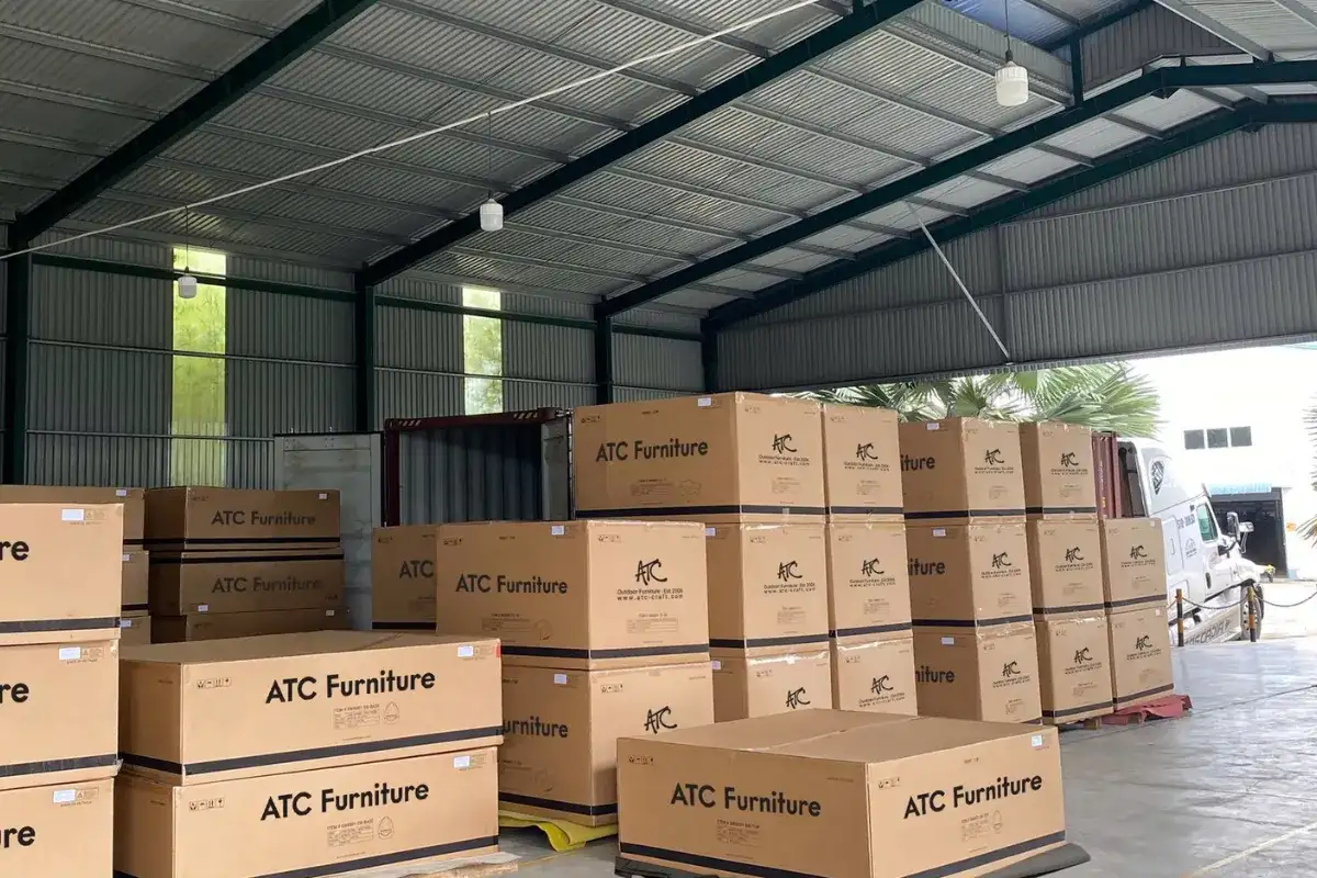 Outdoor furniture export packaging prepared for international shipment