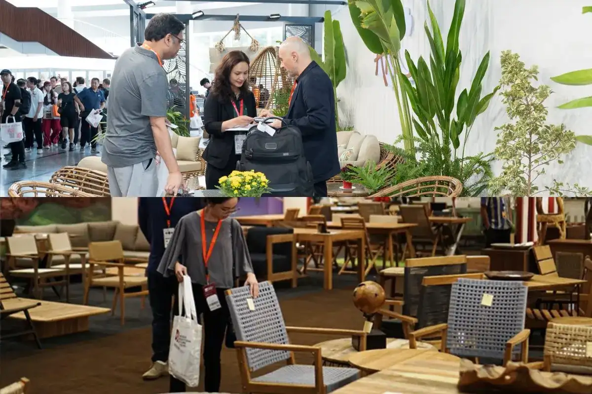 International buyers discussing outdoor furniture sourcing with a Vietnam manufacturer