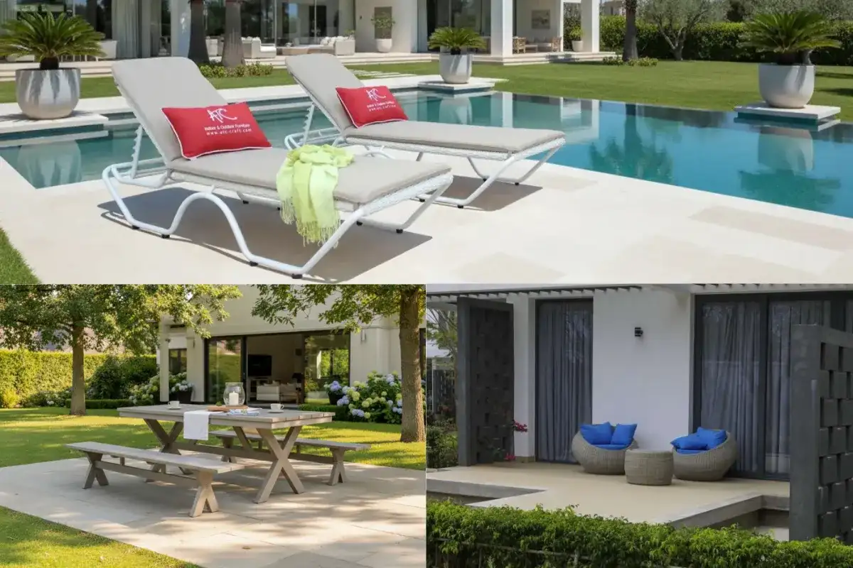 Outdoor products selected for poolside, garden dining and private resort areas