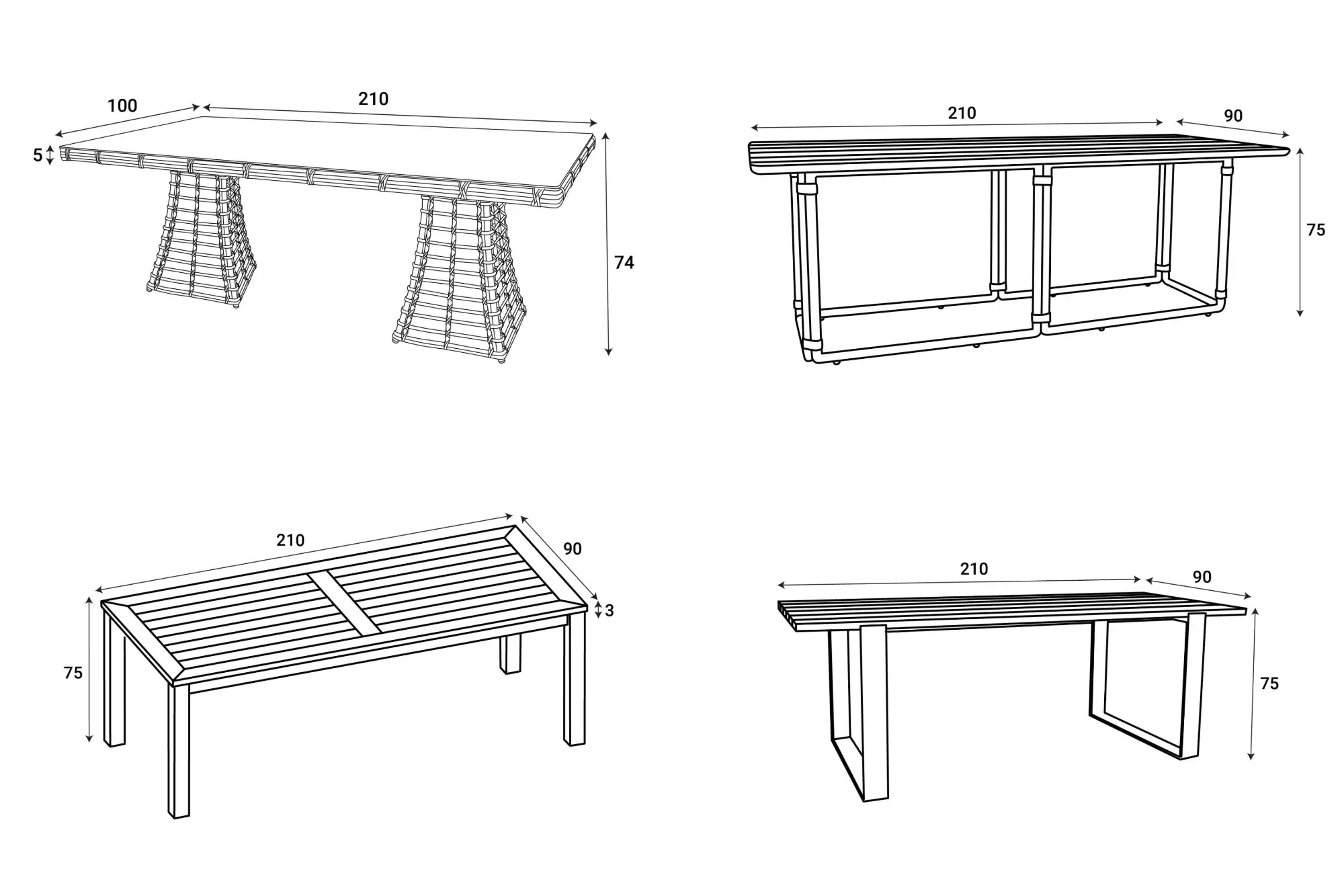 Tham khảo kích thước tiêu chuẩn của bàn ăn cho 6 chỗ ngồi