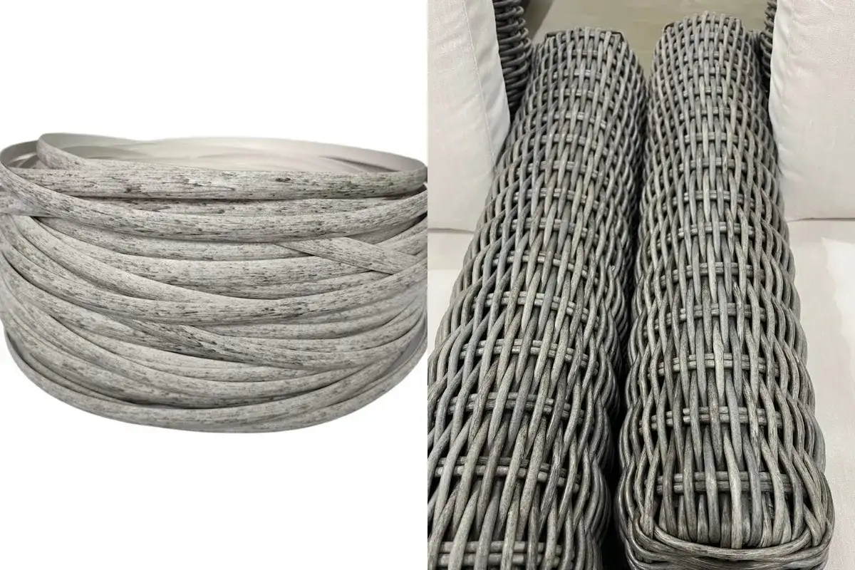 Close-up of premium PE rattan outdoor furniture craftsmanship