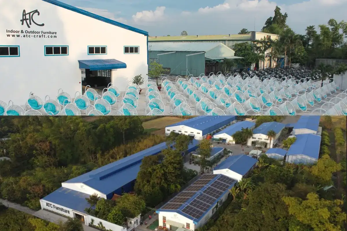 PE rattan outdoor furniture manufacturing facility in Vietnam