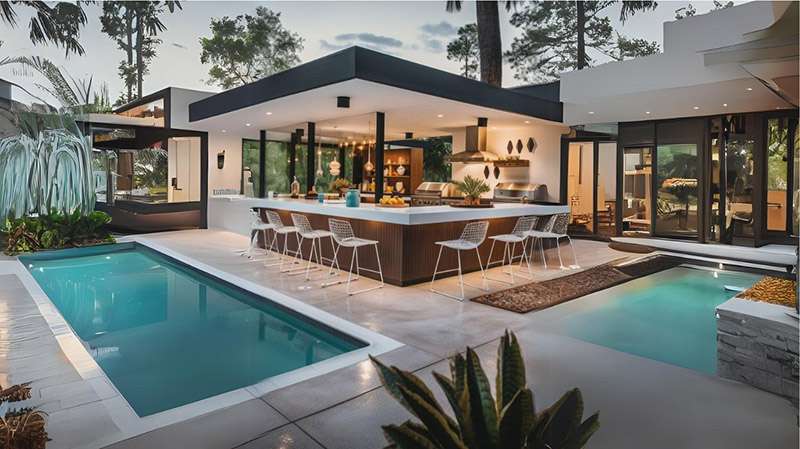 Outdoor kitchen – a highlight for pool patio