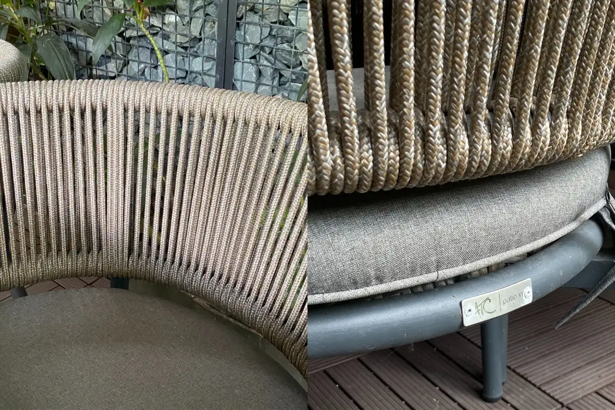 Chất lượng thể hiện qua từng chi tiết – từ sợi dây dù đan tỉ mỉ đến khung bền vững, mang lại sự thoải mái lâu dài cho không gian ngoài trời.