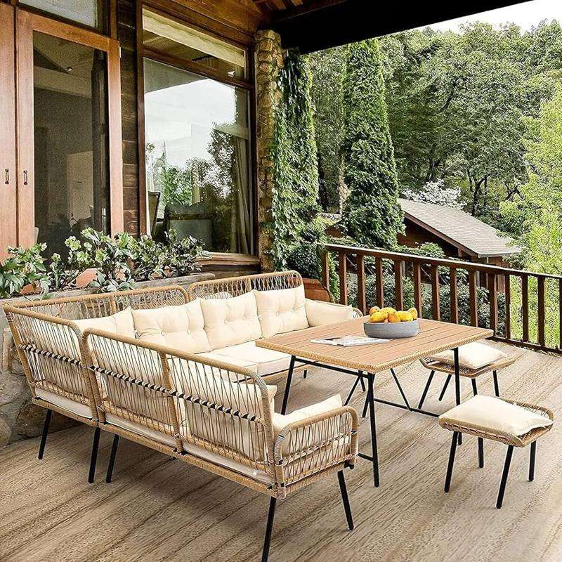 A white wicker patio set emphasized your living place