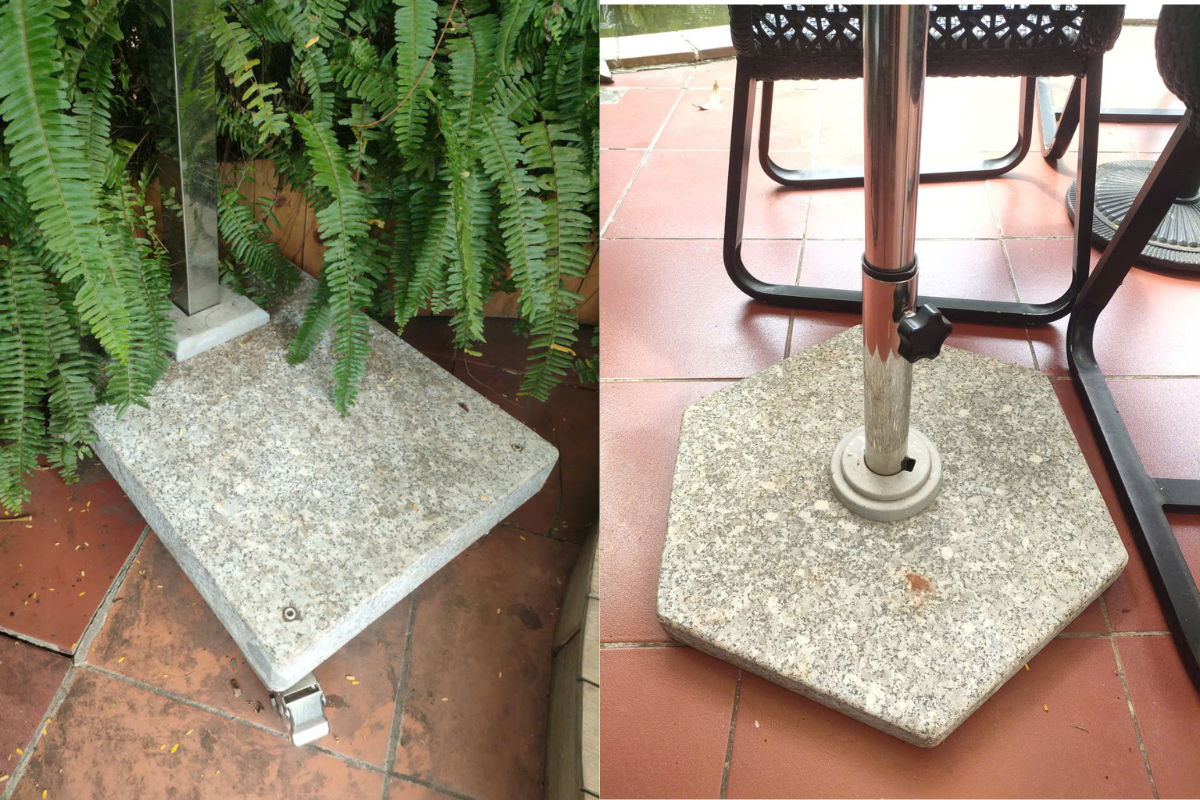 Hình ảnh đế dù của 2 loại dù phổ biến dù tâm giữa và dù lệch tâm