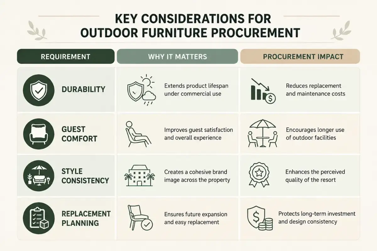 Outdoor furniture buying guide highlighting durability, comfort, design consistency, and reliable manufacturers.