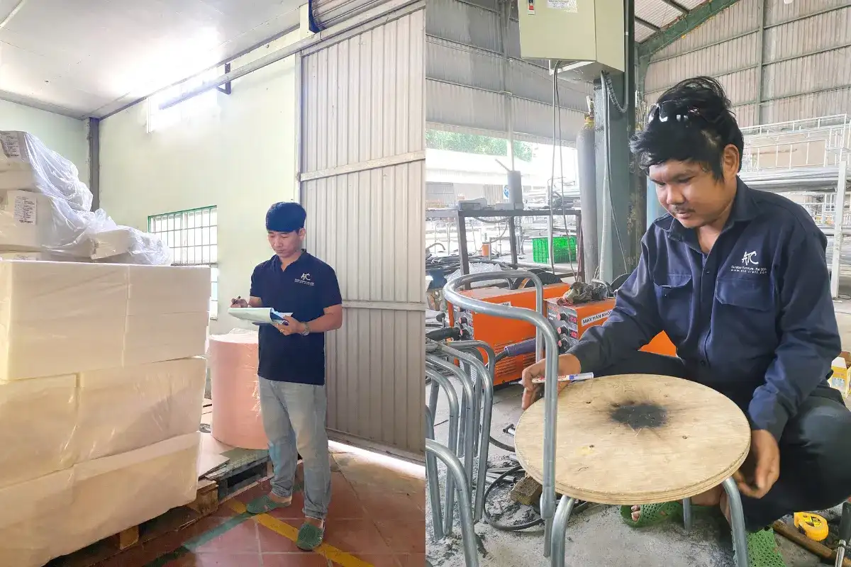 Quality inspection during outdoor furniture manufacturing in Vietnam