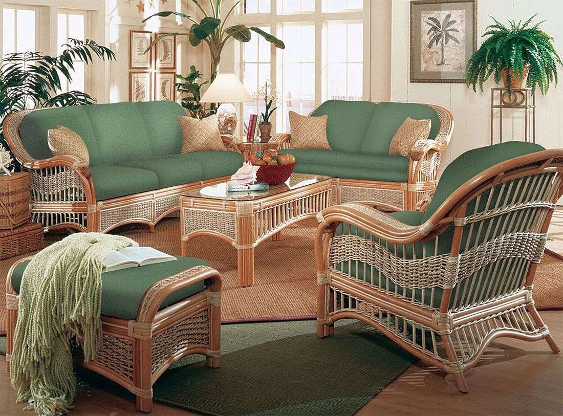 Sustainable natural rattan furniture from recycled materials.