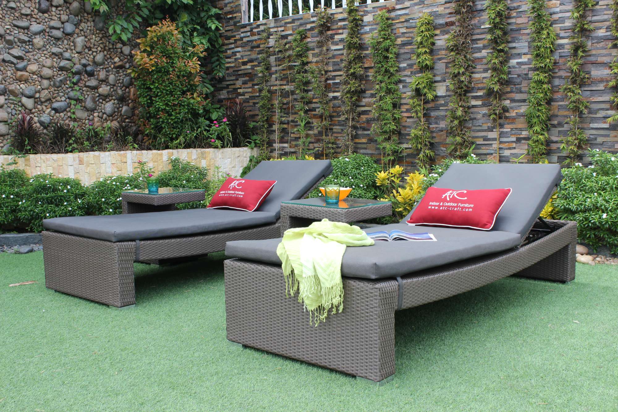 Durable sun loungers designed for poolside relaxation