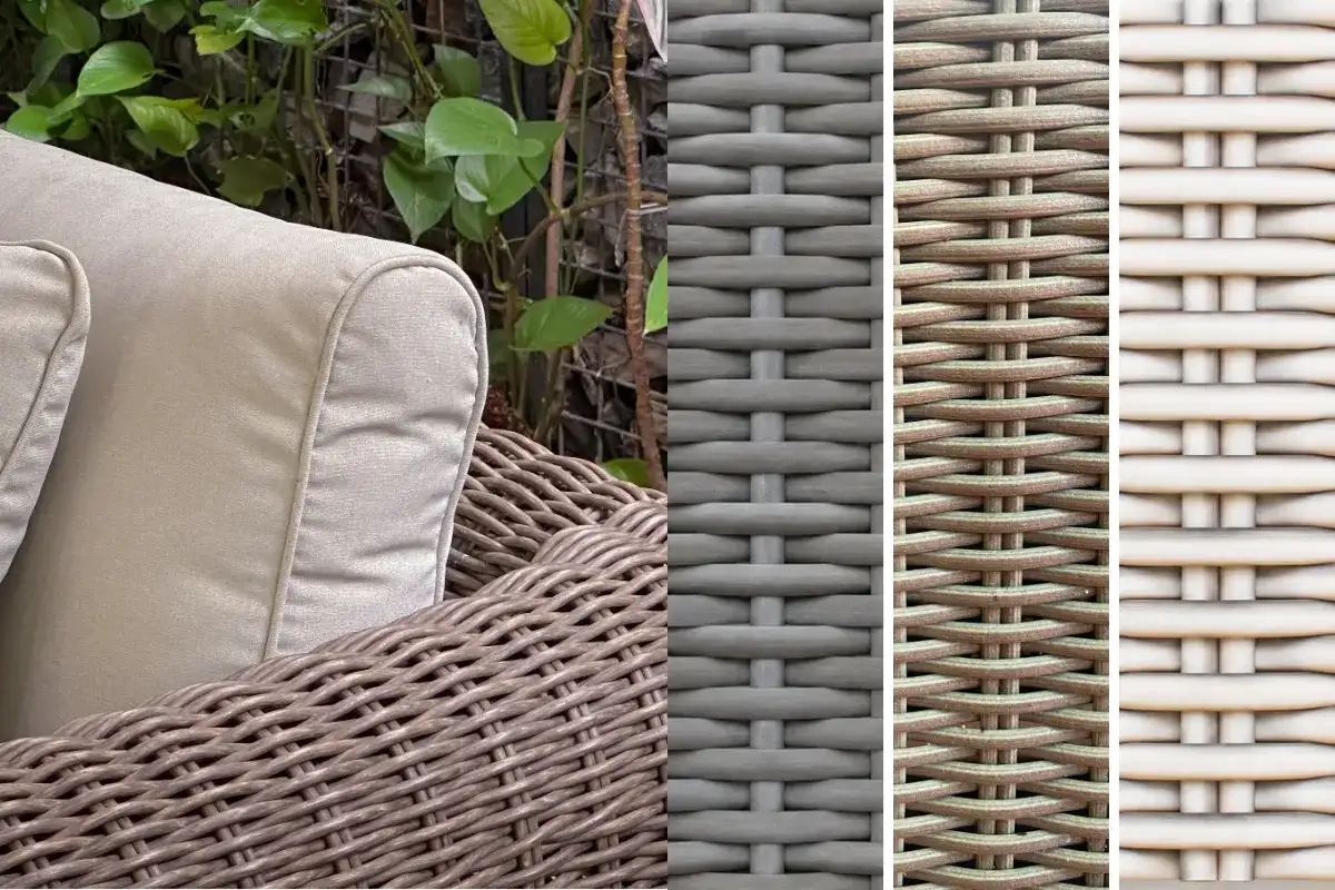 HDPE synthetic wicker details and weaving patterns for premium outdoor furniture