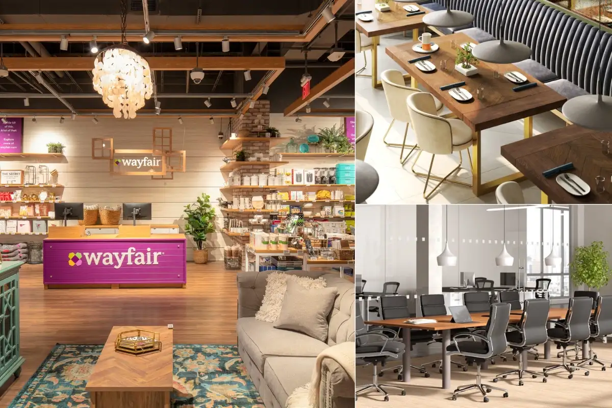 Không gian trưng bày và các ứng dụng nội thất từ Wayfair Professional cho nhà hàng, văn phòng và cửa hàng