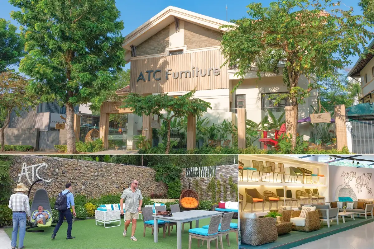 Showroom và không gian trưng bày ngoài trời của ATC Furniture với đa dạng mẫu mã bàn ghế
