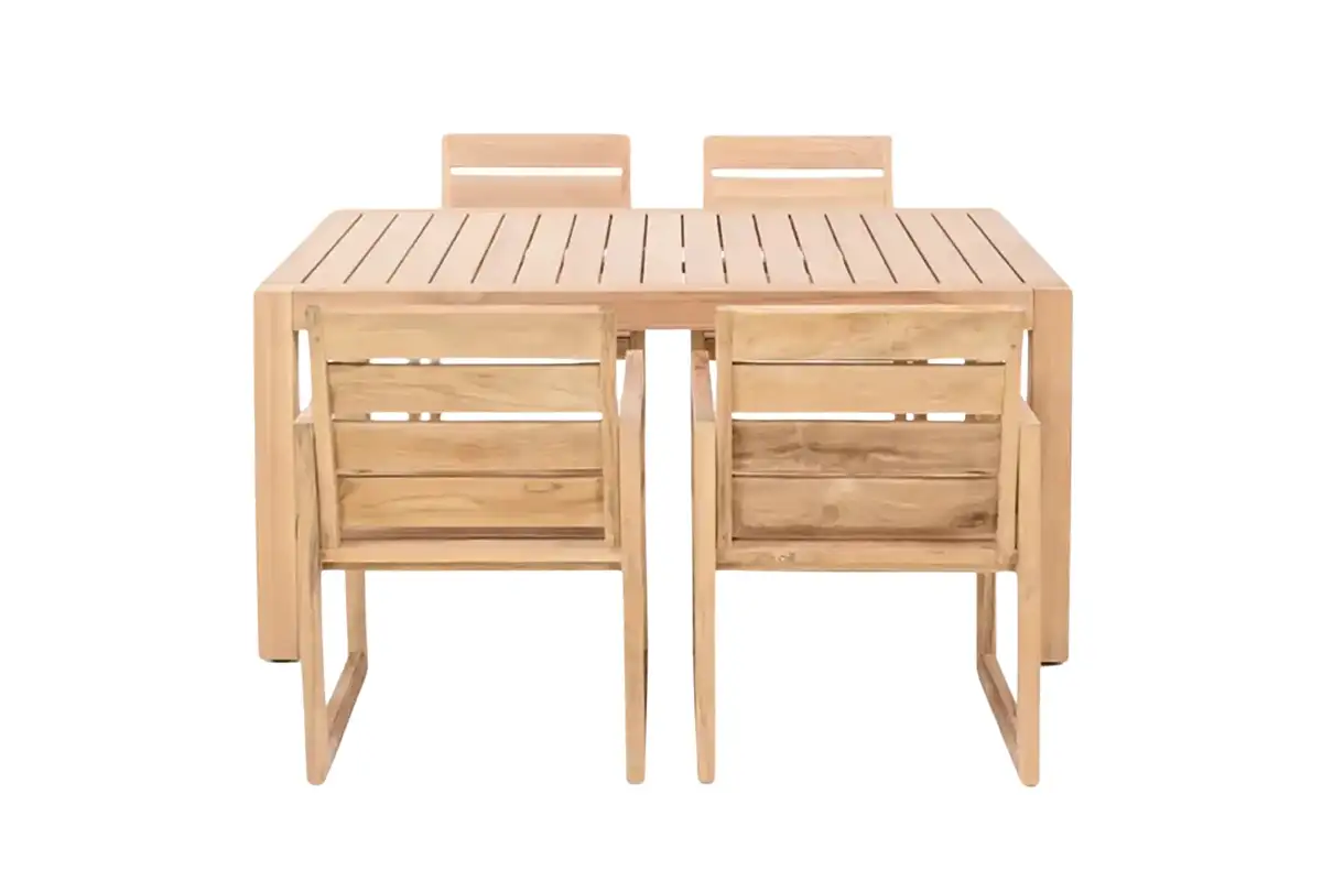 Teak outdoor dining set with a modern and minimalist design