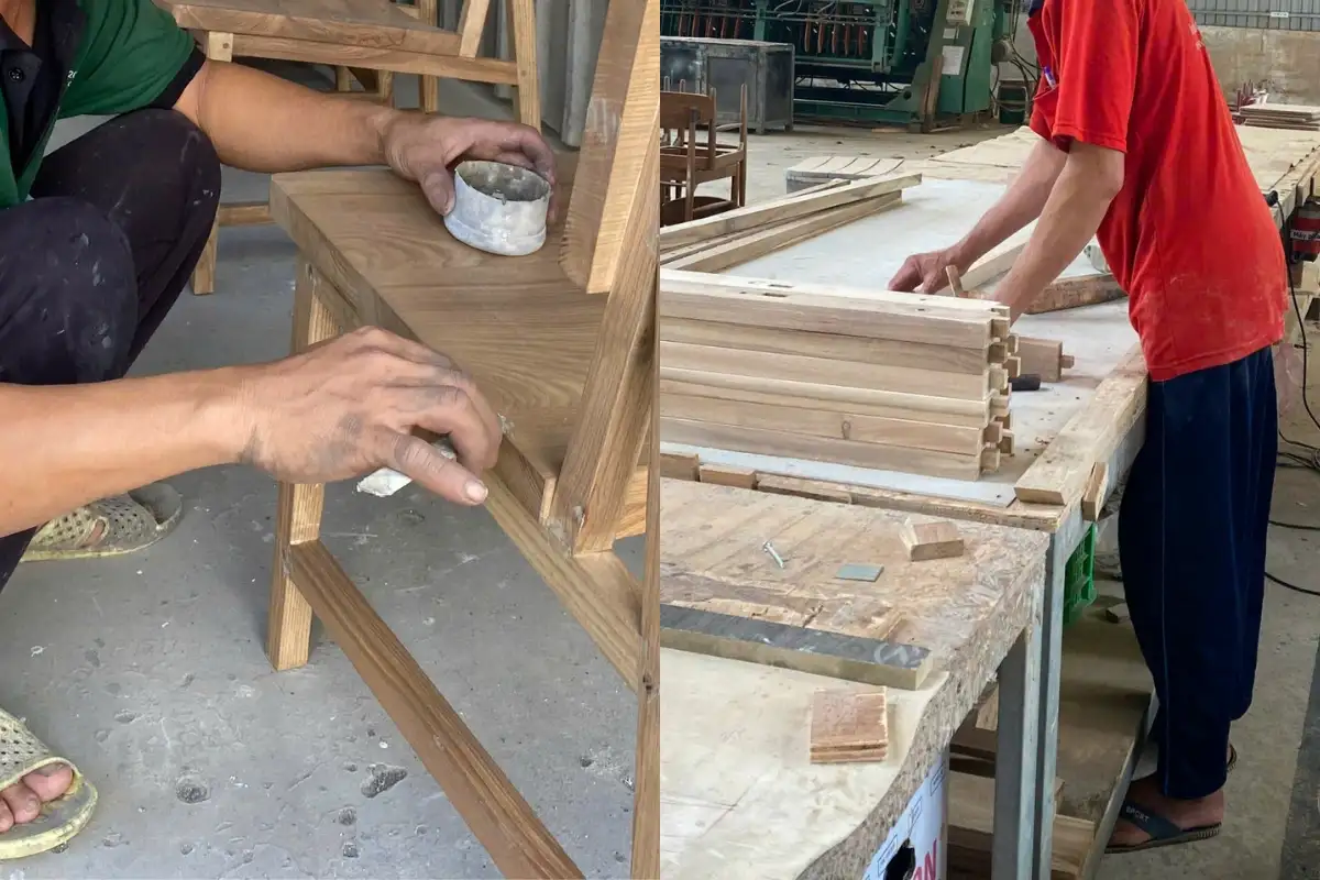 Quá trình xử lý và gia công chi tiết gỗ trong xưởng thủ công