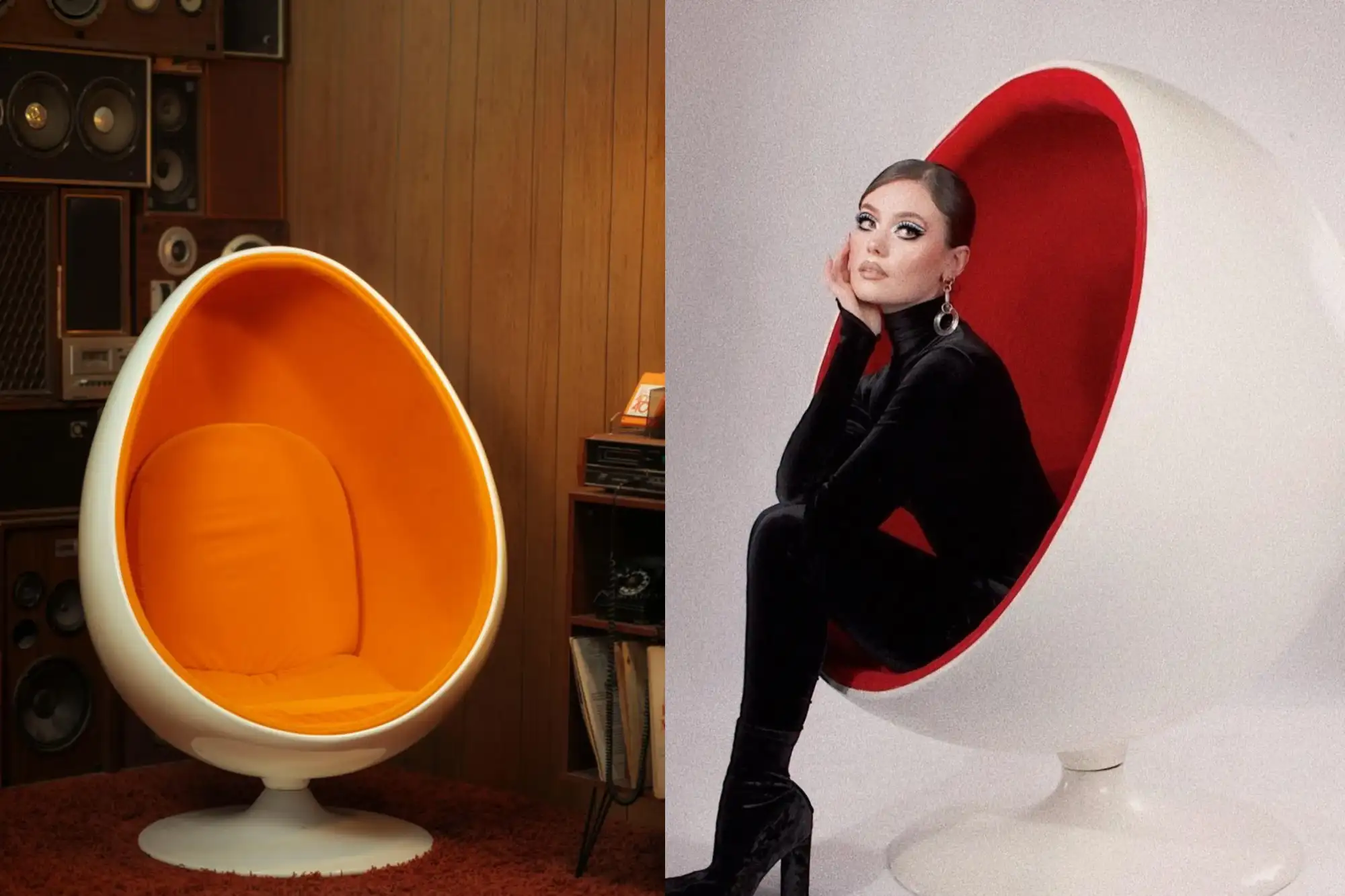  image of a closed-shell egg chair, perfect for a bold, modern style.