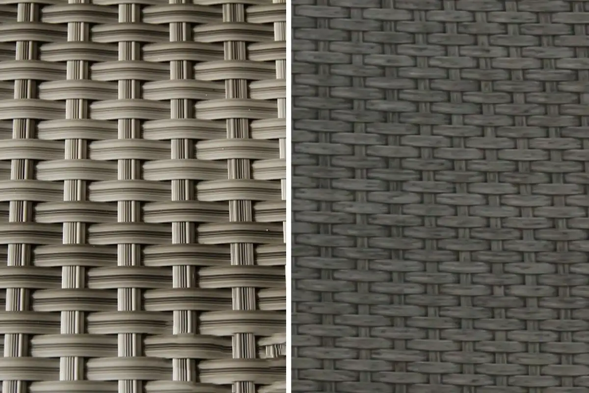 HDPE rattan weave detail used in hotel outdoor furniture for durability and style.  