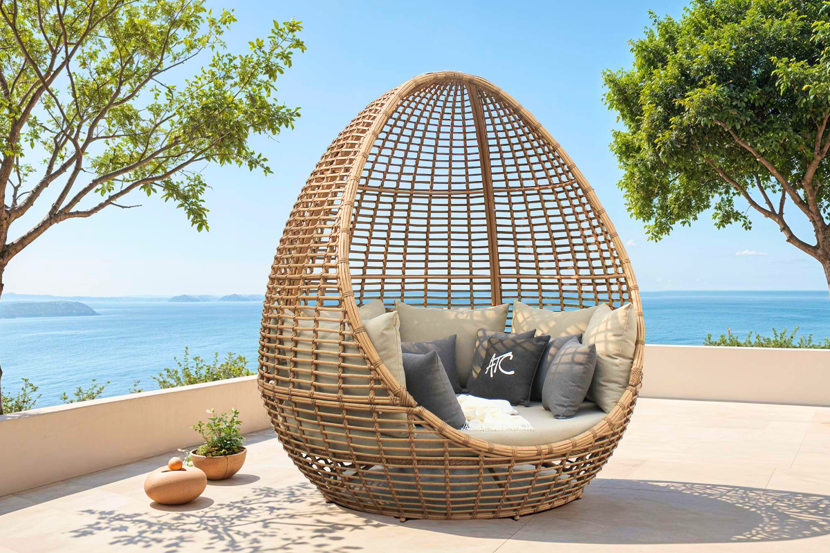 Ghế xích đu (Egg Chair) một trong những sản phẩm thư giãn của khách lưu trú 