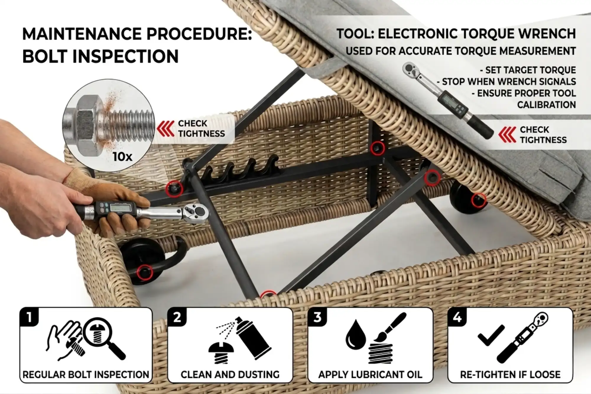 Regular checks to ensure the chair lasts longer.