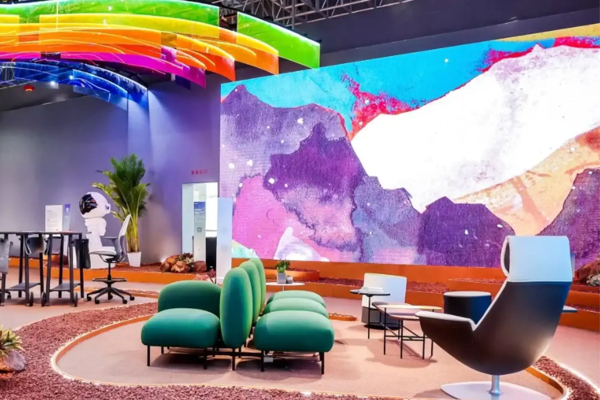 Office and commercial furniture display at China Furniture Exhibition trade show booth