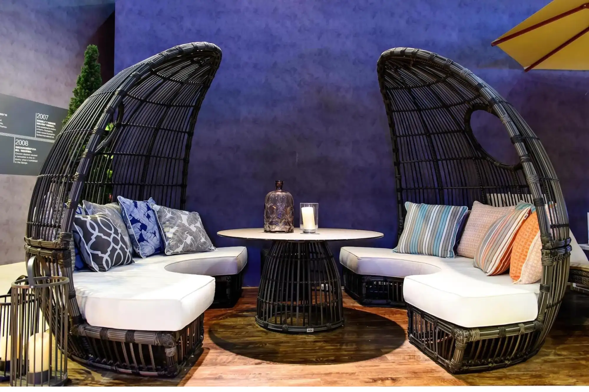 Outdoor lounge seating set displayed at CIFF Furniture Expo outdoor section