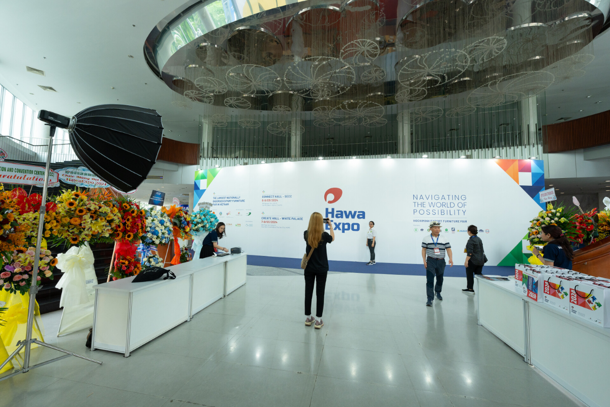 HAWA Expo 2026 entrance area with visitor reception and event backdrop at SECC