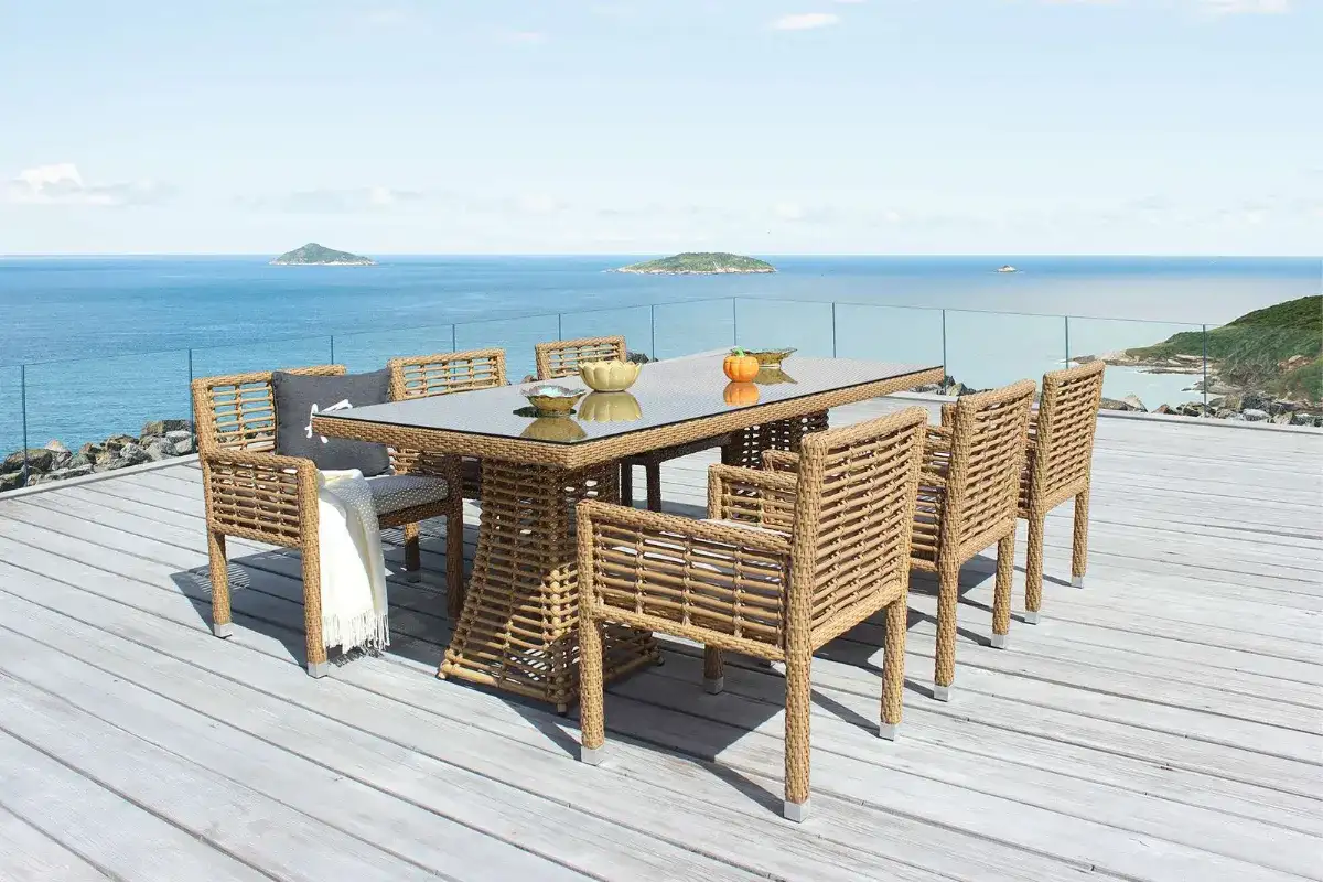 CAROLINE bộ bàn ghế ăn bằng mây điểm nổi bật cho không gian ngoài trời