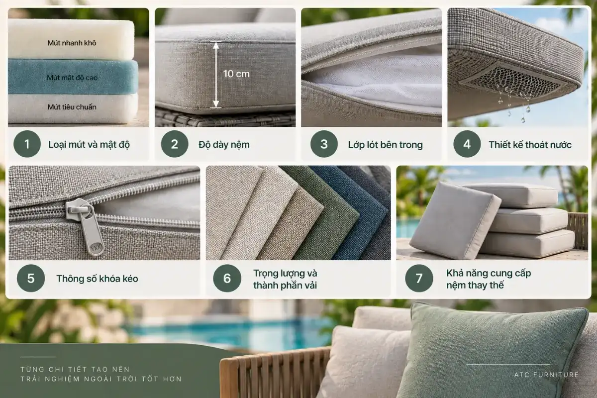 Foam tiêu chuẩn và foam nhanh khô cho nệm sử dụng tại khu vực hồ bơi ngoài trời