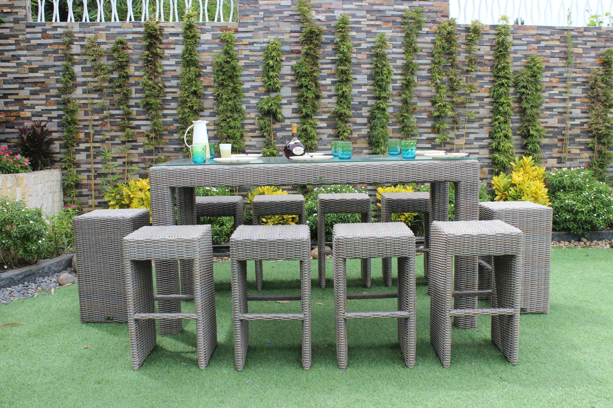 High-quality PE rattan furniture for garden or balcony use.