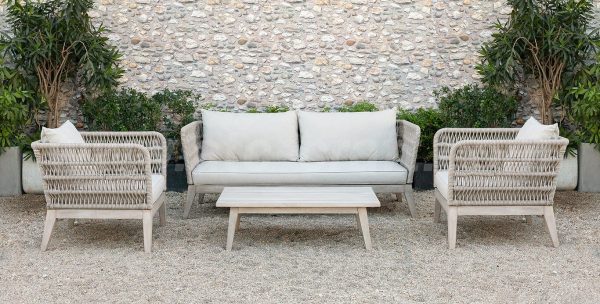 Grey wicker sofa set is simple yet artistic even in smallest details