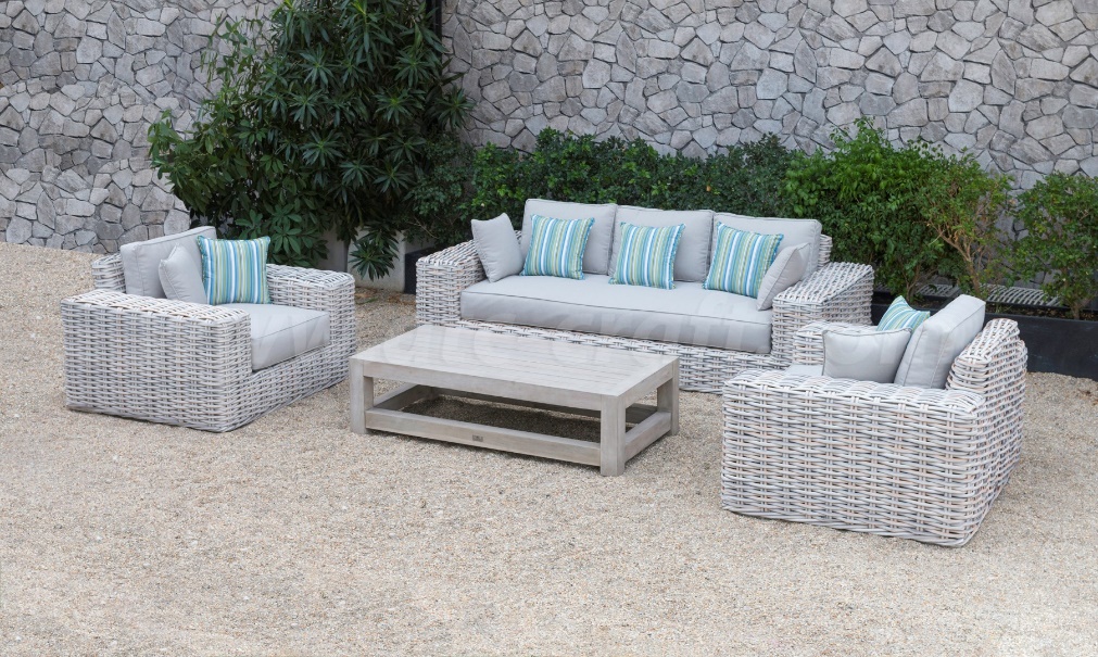 A modern rattan wicker sofa set that could brighten your house or patio