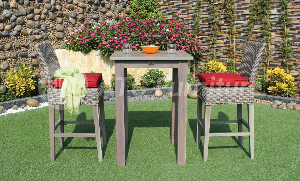 Extra Tall Bar Table Set Outdoor Wood And Rattan