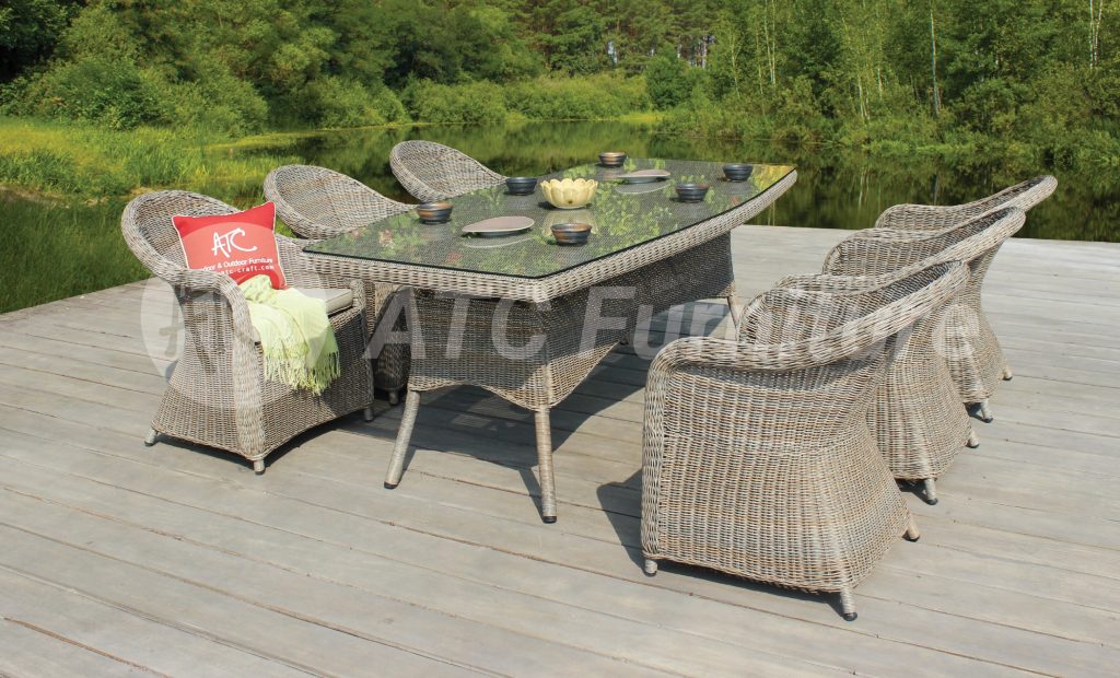 Outdoor Poly Rattan Dining set with six chairs