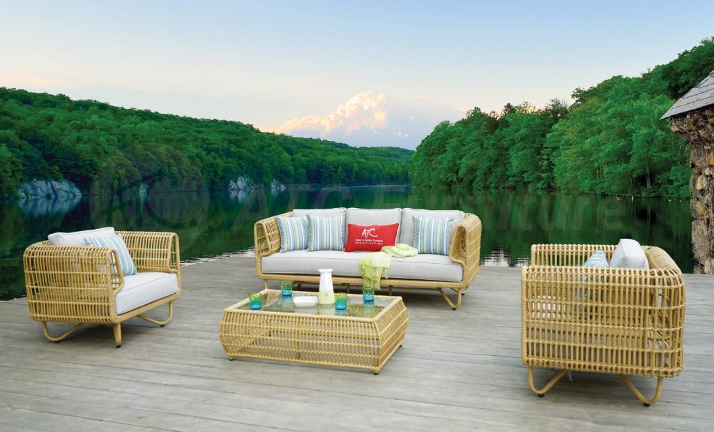 The garden synthetic bamboo sofa set