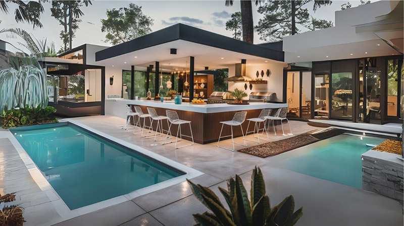 Outdoor kitchen - a highlight for pool patio