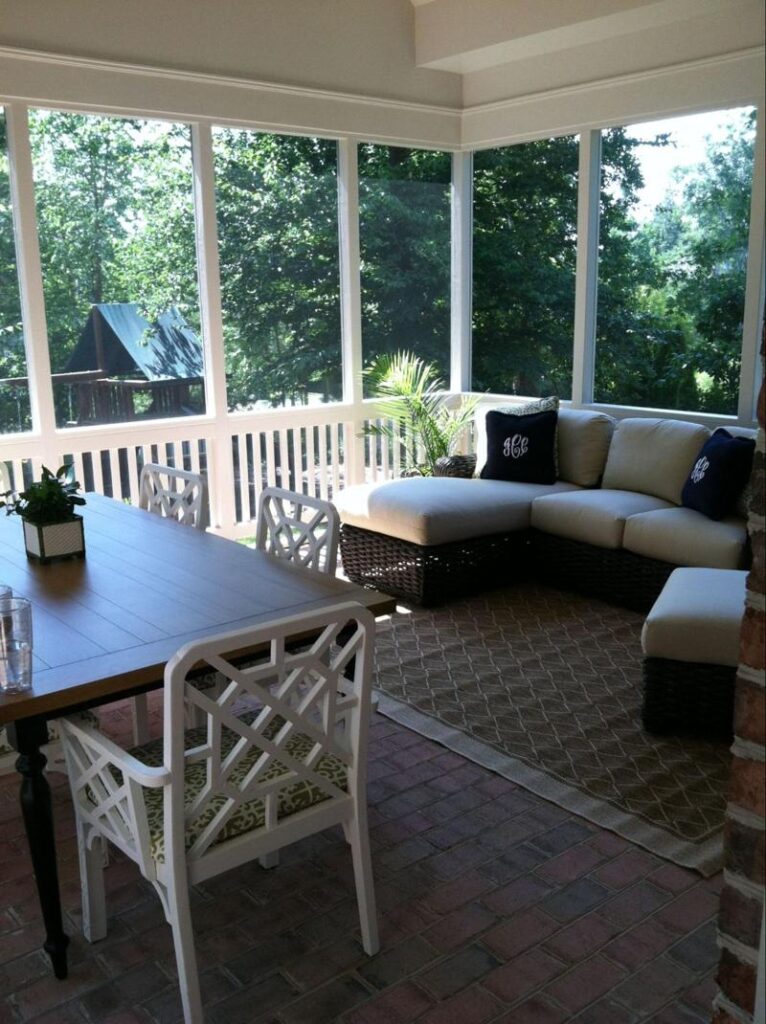 Dining area in front of the porch