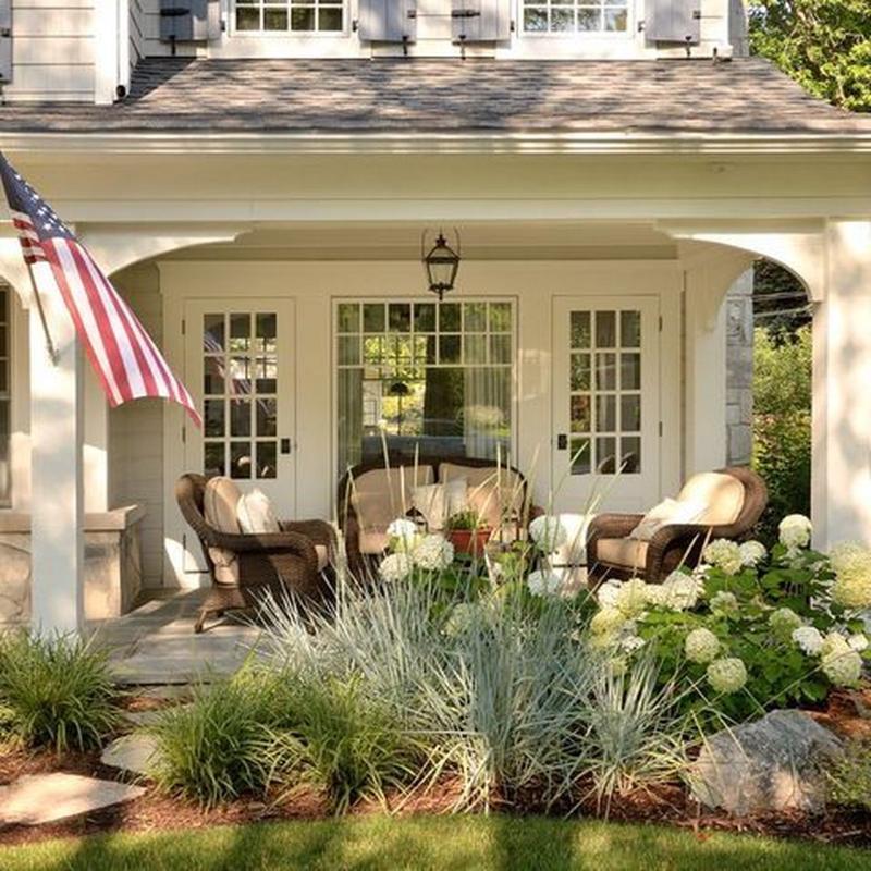 Plant a privacy hedge around the front porch