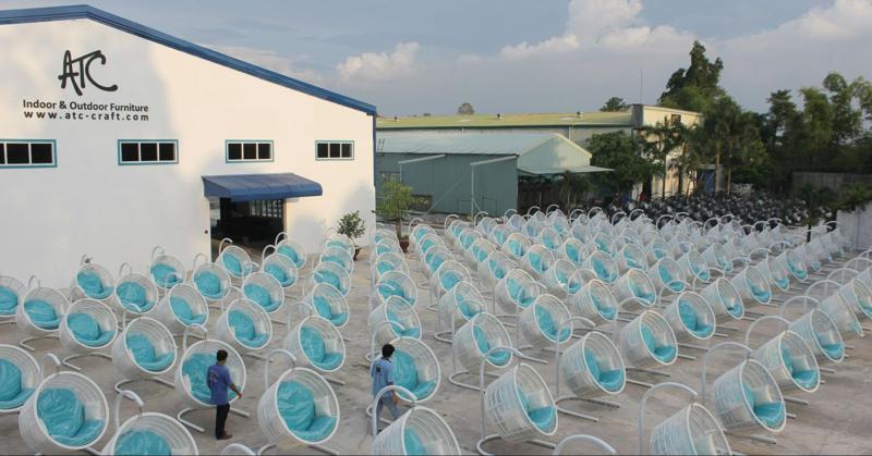 Wide view of ATC Furniture's outdoor furniture production area, showcasing supplier reliability